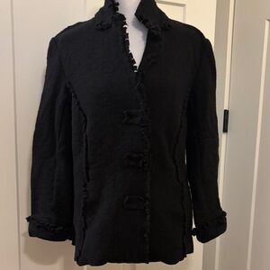 Chicos Womens Black Elegant Wool Jacket Size Medium Polished Stylish